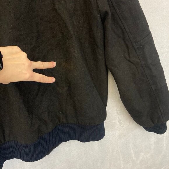 Steve Madden Mens Heavyweight Wool Jacket XL Black Zip & Toggle Coat Y2K Style - Picture 6 of 16